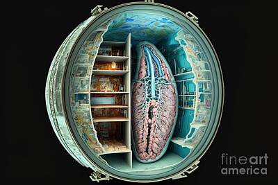 Science Fiction Royalty-Free and Rights-Managed Images - Cross Section Of A Sci Fi Fantasy Human Organ by Benny Marty