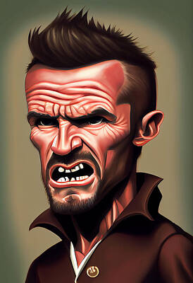 Athletes Royalty Free Images - David Beckham Caricature Royalty-Free Image by Stephen Smith Galleries