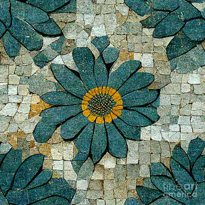 Florals Digital Art - Flowered stone mosaic by Sabantha