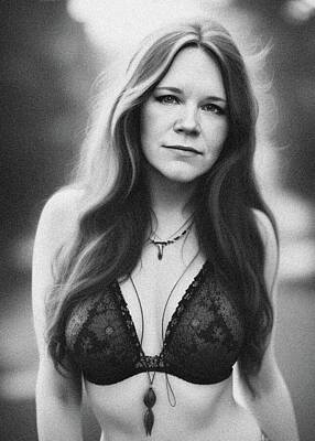 Jazz Royalty-Free and Rights-Managed Images - Janis Joplin, Music Legend by Esoterica Art Agency