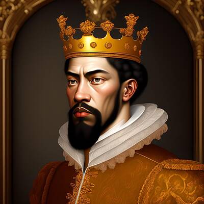 Hollywood Style Royalty Free Images - King, Portrait in Baroque Style, Generative AI Illustration Royalty-Free Image by Miroslav Nemecek