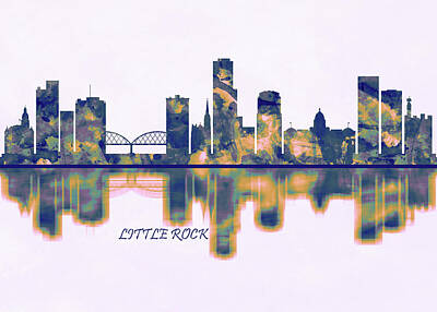 Abstract Skyline Mixed Media - Little Rock Skyline by NextWay Art