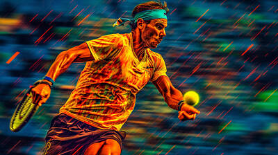 Athletes Royalty-Free and Rights-Managed Images - Maximalist  famous  sports  athletes  Rafael  Nadal   by Asar Studios by Celestial Images