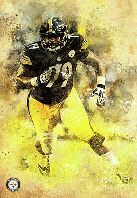 Royalty-Free and Rights-Managed Images - Pittsburgh Steelers NFL American Football Team,Pittsburgh Steelers Player,Sports Posters for Sports  by Drawspots Illustrations