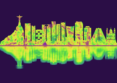 City Scenes Mixed Media - Rio de Janeiro Brazil Skyline by NextWay Art