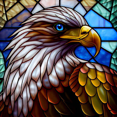 Birds Mixed Media - Stained Glass Window Style Eagle by Smart Aviation