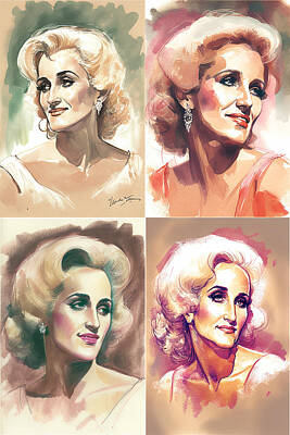 Royalty-Free and Rights-Managed Images - Tammy Wynette Watercolour Grid by Stephen Smith Galleries