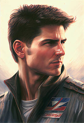 Celebrities Mixed Media - Tom Cruise Top Gun by Stephen Smith Galleries