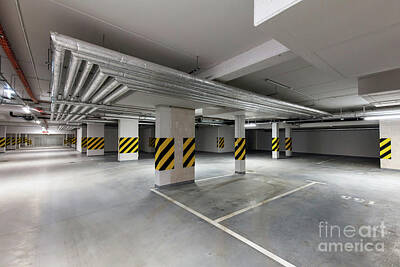 Jimi Hendrix - Underground empty parking garage. Modern urban space by Michal Bednarek