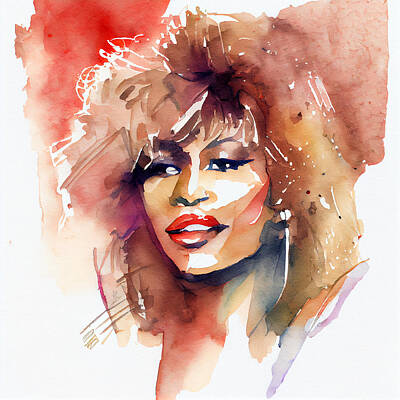 Mixed Media - Watercolour Of Tina Turner by Smart Aviation