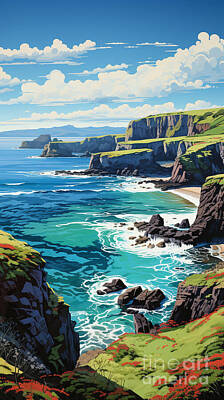 Paintings - 4K a hiroshi nagai painting of the Reykjanes Pe by Asar Studios by Celestial Images