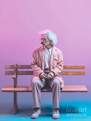Surrealism Rights Managed Images - Albert  Einstein  Surreal  Cinematic  Minimalistic  by Asar Studios Royalty-Free Image by Celestial Images