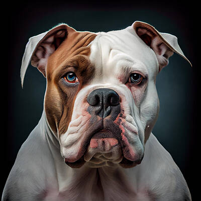 Landmarks Mixed Media - American Bulldog Portrait by Stephen Smith Galleries