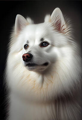 Landmarks Mixed Media - American Eskimo Dog Portrait by Stephen Smith Galleries