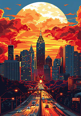 Mixed Media Rights Managed Images - Atlanta Georgia Poster Royalty-Free Image by Stephen Smith Galleries