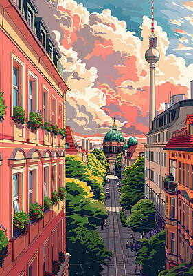 Mixed Media Royalty Free Images - Berlin Poster Royalty-Free Image by Stephen Smith Galleries