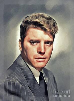 Celebrities Painting Royalty Free Images - Burt Lancaster, Vintage Movie Star Royalty-Free Image by Esoterica Art Agency