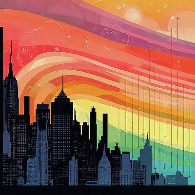 Abstract Skyline Photos - Colourful abstract city illustration by Matthew Gibson