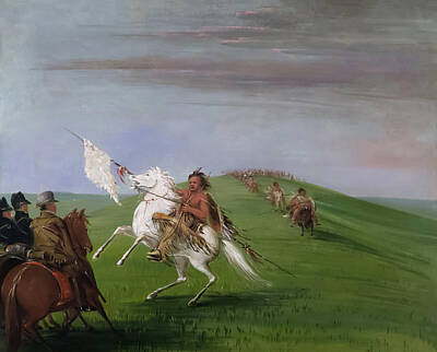 Royalty-Free and Rights-Managed Images - Comanche Meeting the Dragoons by George Catlin by Mango Art
