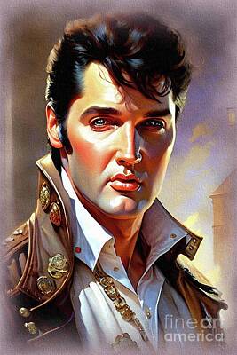 Musician Paintings - Elvis Presley, Music Legend by Esoterica Art Agency