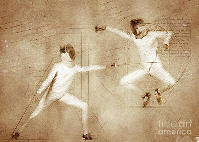 Athletes Digital Art - Fencing Sport Art #fencing #sport by Justyna Jaszke JBJart