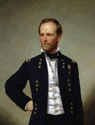 Portraits Paintings - General William Tecumseh Sherman by War Is Hell Store