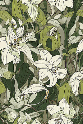 Lilies Digital Art - Gilindra - White Lilies  by Sabantha