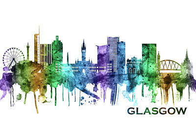 Negative Space - Glasgow Scotland Skyline by NextWay Art