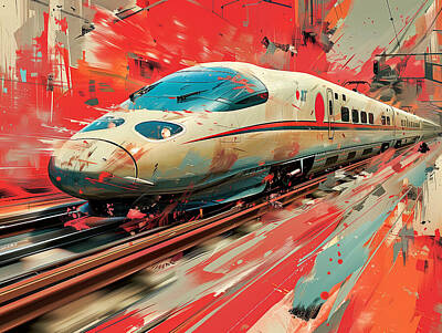 Mixed Media Royalty Free Images - Japanese Bullet Train Art Royalty-Free Image by Stephen Smith Galleries