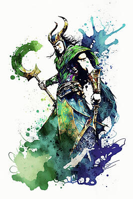 Comics Photos - Loki concept art watercolour painting style image by Matthew Gibson