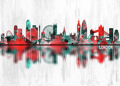 Abstract Skyline Mixed Media - London England Skyline by NextWay Art