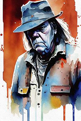 Musicians Paintings - Neil Young, Music Legend by Esoterica Art Agency