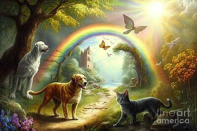 Fantasy Rights Managed Images - Pets Paradise Of Dogs And Cats Royalty-Free Image by Benny Marty