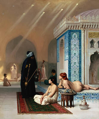Royalty-Free and Rights-Managed Images - Pool in a Harem by Jean-Leon Gerome by Jean-Leon Gerome