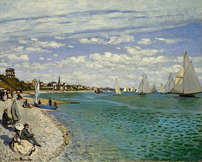 Ocean Waves - Regatta at Sainte-Adresse - 1867 by Claude Monet