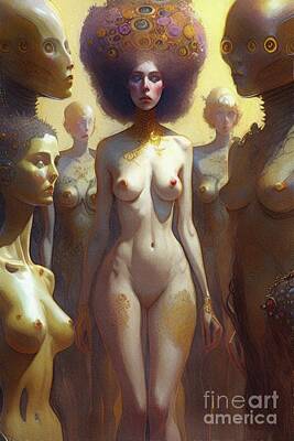 Science Fiction Paintings - Sci-Fi Nude by Esoterica Art Agency