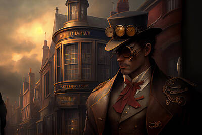 Civil War Art Royalty Free Images - Steampunk In Old London Town Royalty-Free Image by Stephen Smith Galleries