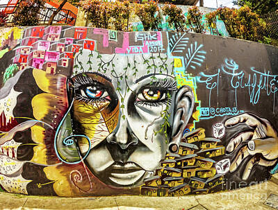 Ring Of Fire Rights Managed Images - Street art graffiti on a wall in the street of Medellin, Colombi Royalty-Free Image by Marek Poplawski