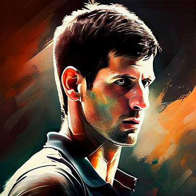 Light Abstractions Royalty Free Images - Novak Djokovic Royalty-Free Image by Tim Hill