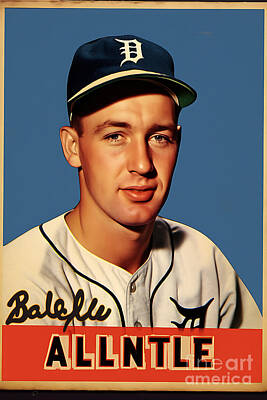 Baseball Paintings - 1954 Topps Al Kaline Baseball Cards style by Asar Studios by Celestial Images