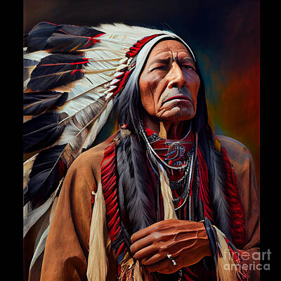 Landmarks Digital Art - American  Indian  Chief  Quanah  by Asar Studios by Celestial Images