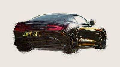New Yorker Magazine Covers Rights Managed Images - Aston Martin Vanquish Carbon Edition Car Drawing Royalty-Free Image by CarsToon Concept