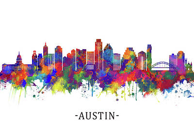 Cities Mixed Media Royalty Free Images - Austin Texas Skyline Royalty-Free Image by NextWay Art
