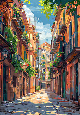 Cities Mixed Media Royalty Free Images - Barcelona Poster Royalty-Free Image by Stephen Smith Galleries