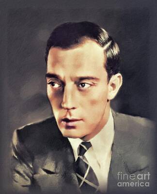 Actors Paintings - Buster Keaton, Vintage Actor by Esoterica Art Agency