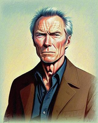 Celebrities Painting Royalty Free Images - Clint Eastwood, Movie Legend Royalty-Free Image by Sarah Kirk