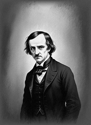 Celebrities Painting Royalty Free Images - Edgar Allan Poe, Literary Legend Royalty-Free Image by Sarah Kirk