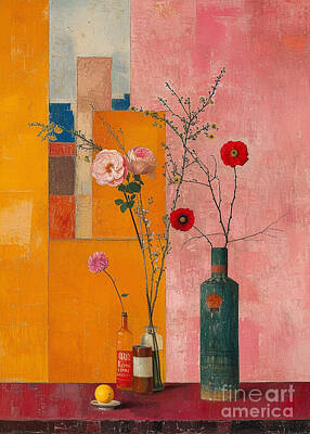 Still Life Royalty-Free and Rights-Managed Images - Gustav Klimt Westwood morandi color style   by Asar Studios by Celestial Images