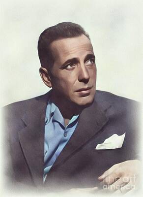 Celebrities Painting Royalty Free Images - Humphrey Bogart, Movie Legend Royalty-Free Image by Esoterica Art Agency