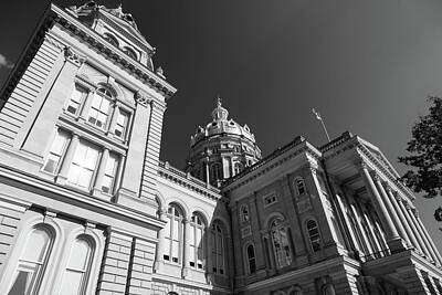 Presidential Portraits - Iowa state capitol building in black and white by Eldon McGraw